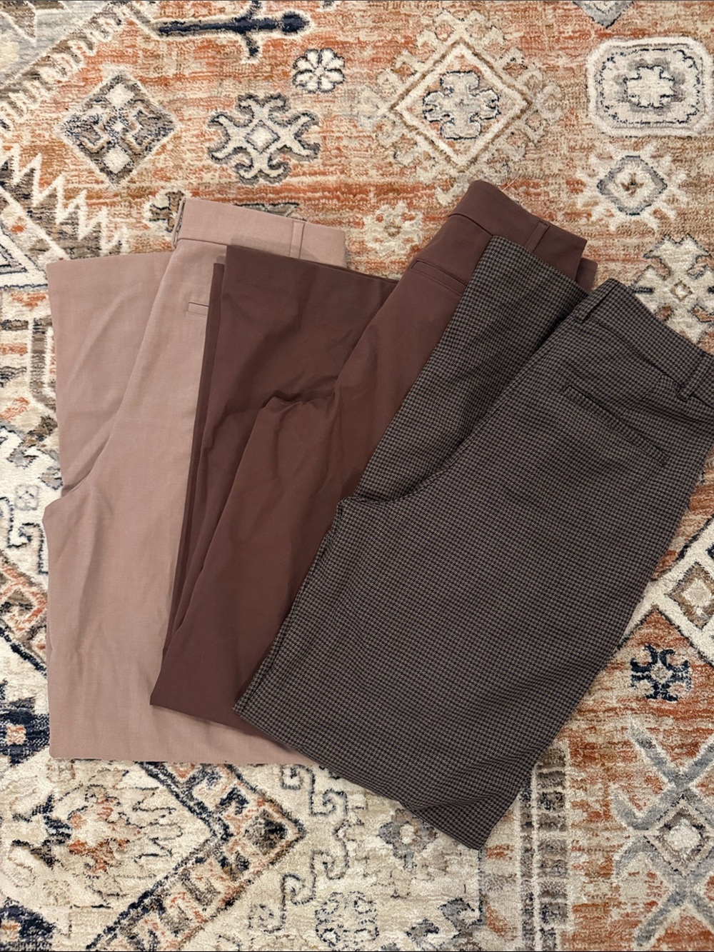 NWT 3 Pair Bundle Wide Leg Trousers Pink, Brown, Houndstooth Dress Pants 4 Tall